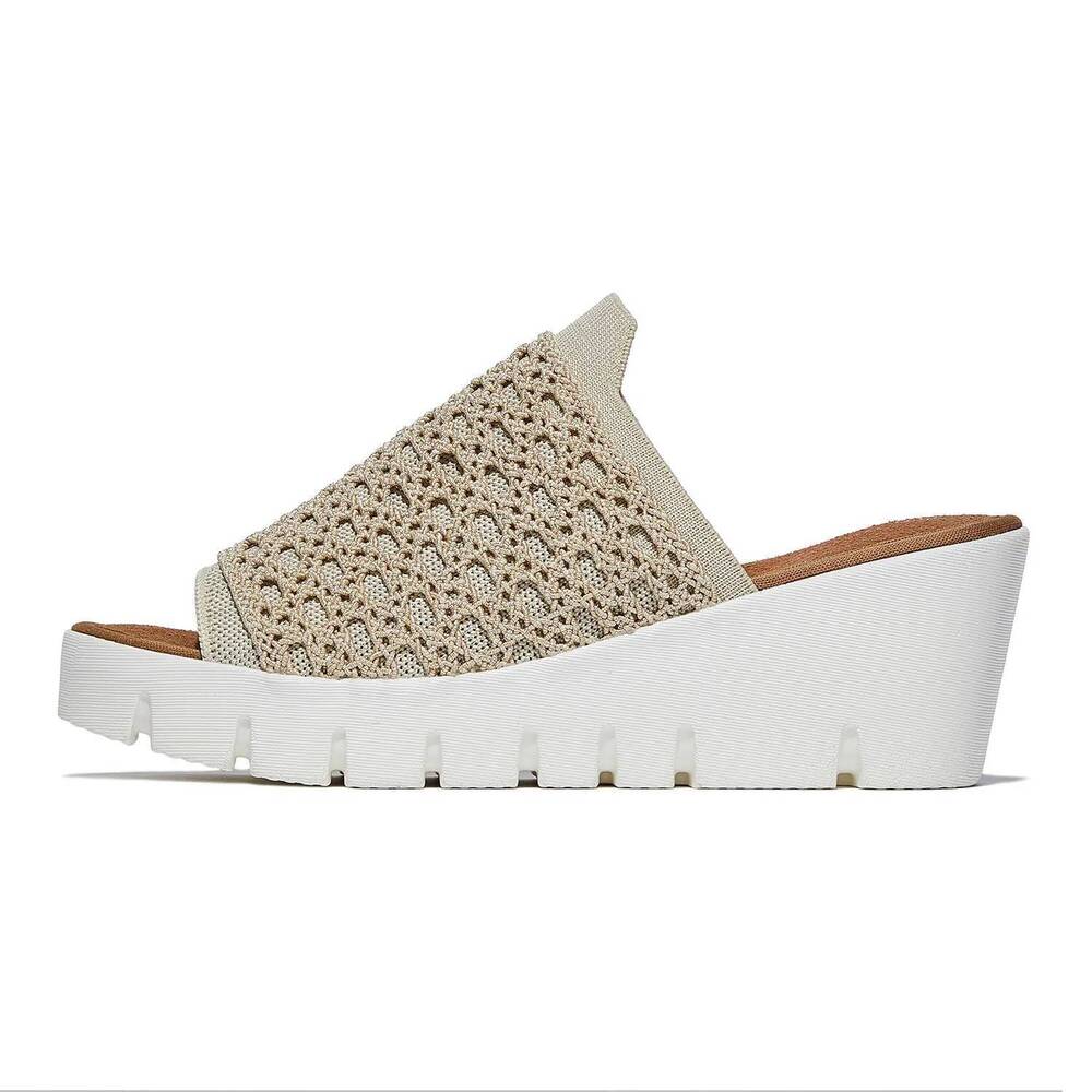 NEW BERNIE MEV women's venti crochet sandal in cream/nude
